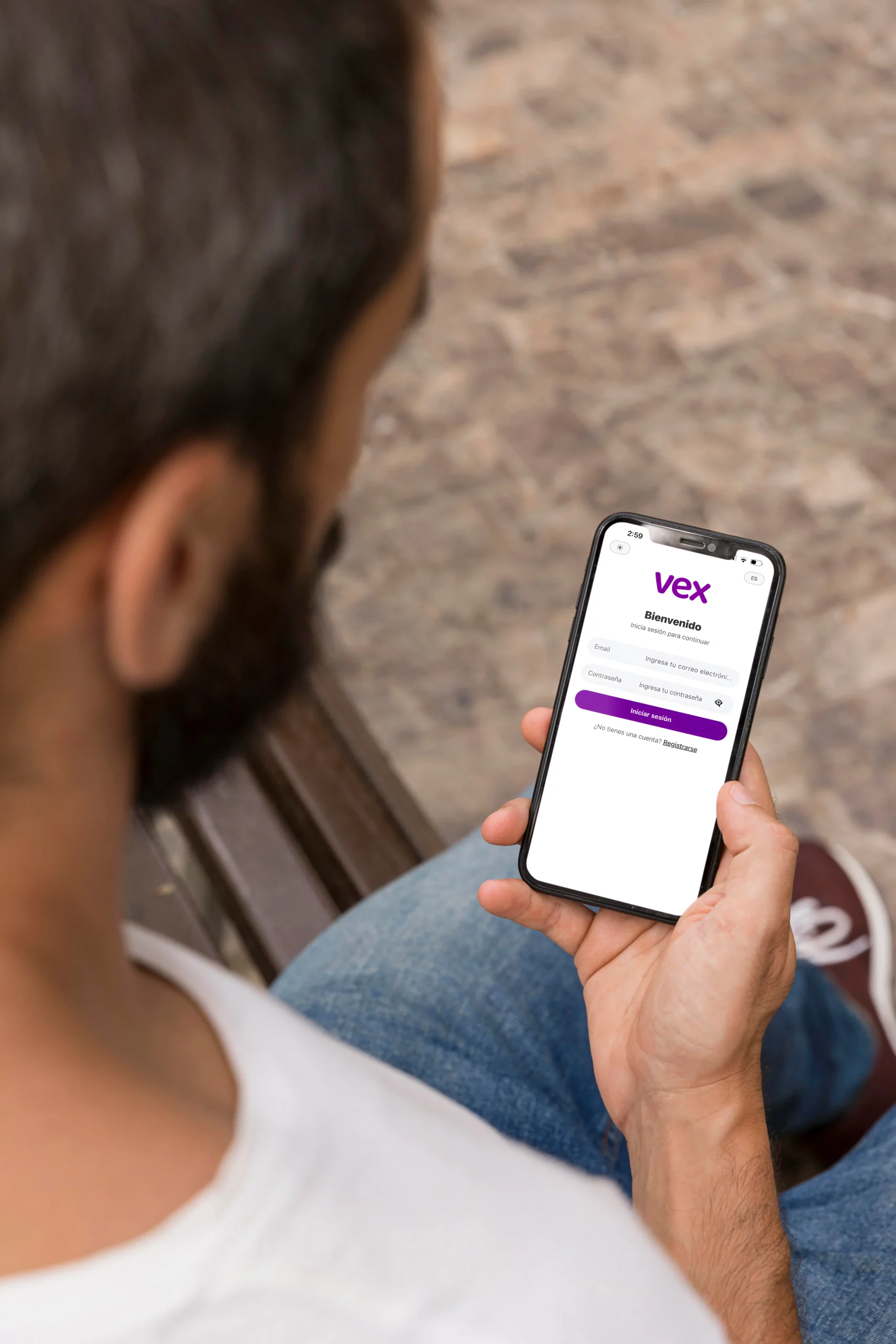 Interfaz de la app Vex Wallet en un celular para aceptar pagos en tu sitio web